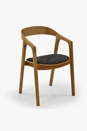 Moderner Eichen-Sessel Esszimmer dunkelgrauer Bezug